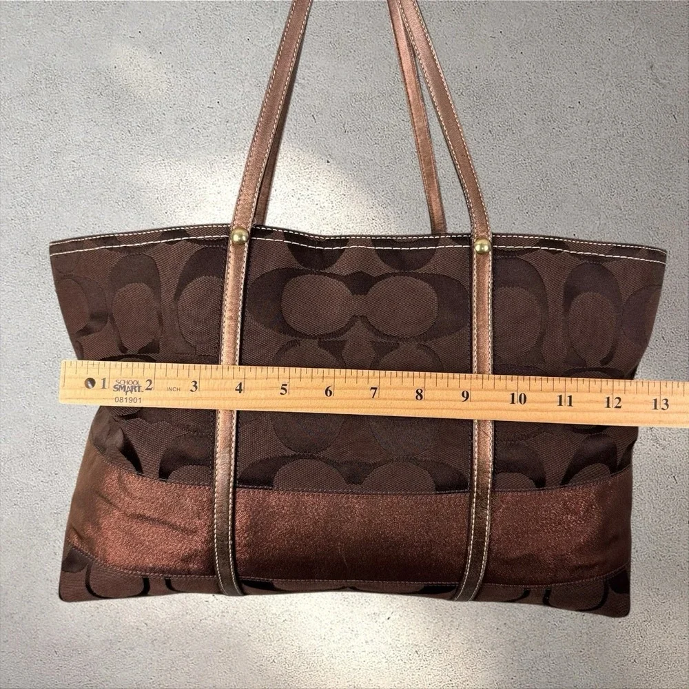 Y2K Coach 11099‎ Legacy Signature Stripe Brown Jacquard Large Tote With Dust bag
